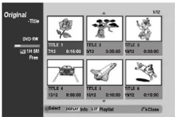 LG DR4810 - Tryk på MENU/LIST gentagne gange for at vise Original-menuen (titel). - 1