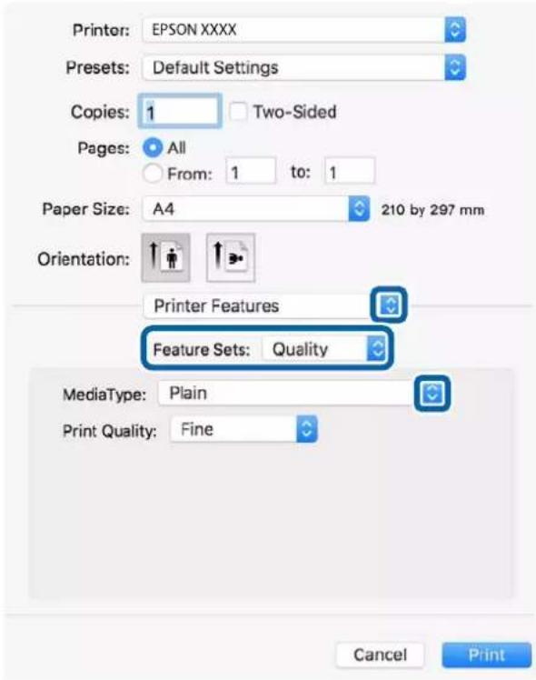 EPSON WorkForce Pro WF-C8190 - Udskrivning fra PostScript-printerdriveren på Mac OS - 1