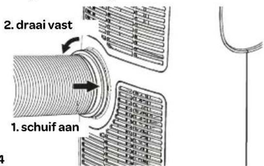 2. draai vast 1. schuif aan