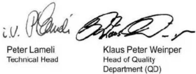 i.v. P###nd Peter Lameli Technical Head Klaus Peter Weinper Head of Quality Department (QD)