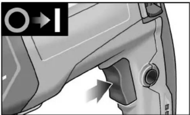 Flex CHE 2-28 R SDS-plus - Switching on the power tool Without locking the switch: - 1