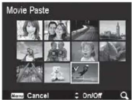 Movie Paste Menu Cancel On/Off