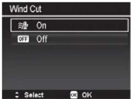 Wind Cut On OFF Off Select OK OK