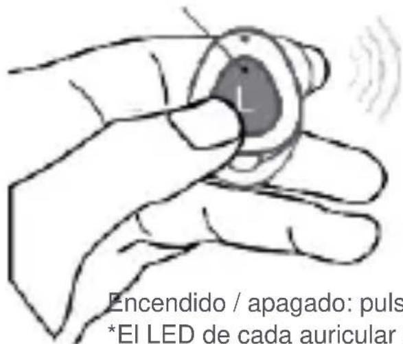 Encendido / apagado: puls *El LED de cada auricular