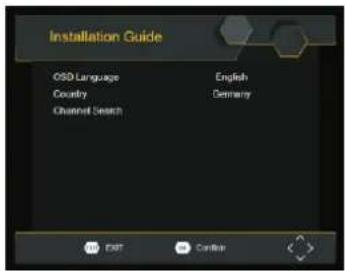 Installation Guide OSO Language English Country Germany Channel Search EXIT Cancel