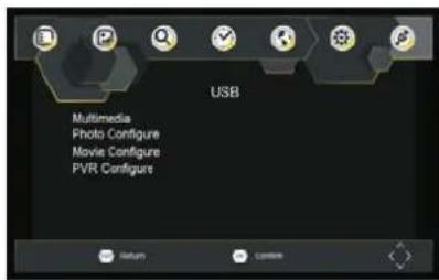 USB Multimedia Photo Configure Movie Configure PVR Configure