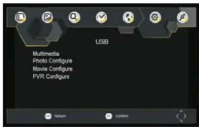 USB Multimedia Photo Configure Movie Configure PVR Configure