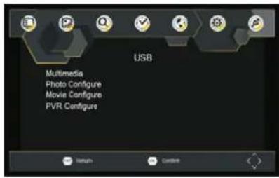 USB Multimedia Photo Configure Movie Configure PVR Configure