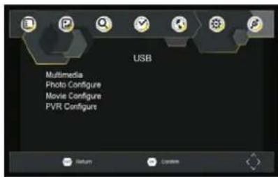 USB Multimedia Photo Configure Movie Configure PVR Configure