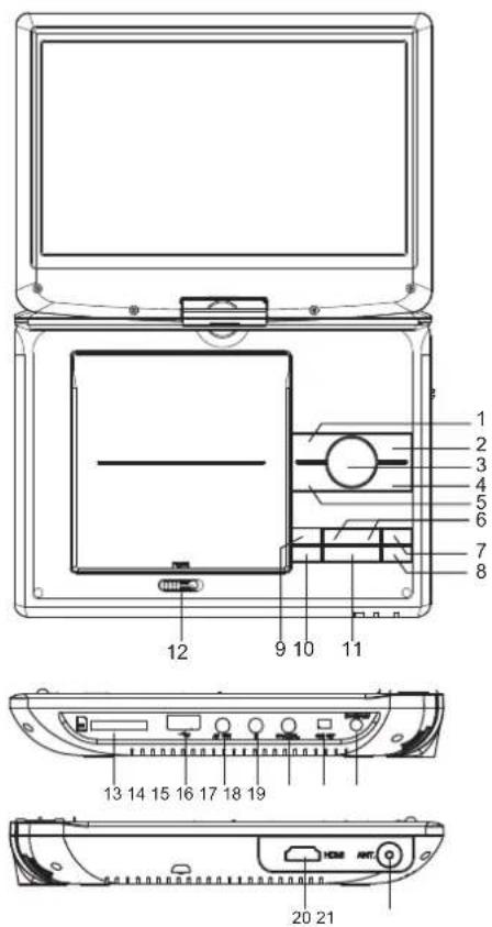 DENVER MT-1080T2H - Identificação dos comandos - 1