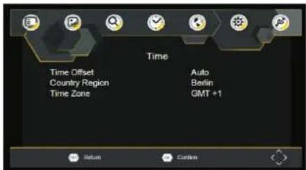 Time Time Offset Country Region Time Zone Auto Berlin GMT +1 Return Cancel
