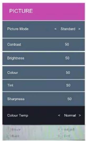 DENVER LED-5571 - Menuindstillinger - 1