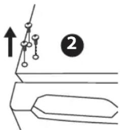 Diagram showing a mechanical or structural setup with an upward arrow and labeled component 2