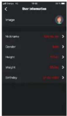 User information Image Nickname > 500 mm Gender > 100 Height > 1500 Weight > 8000 Birthday > 9000