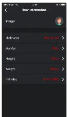 User Information Image Nickname Not set yet > Gender Meta > Height 125cm > Weight 90kg > Birthday 01-01-2018 >