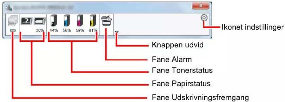 30% 44% 56% 59% 61% Ikonet indstillinger Knappen udvid Fane Alarm Fane Tonerstatus Fane Papirstatus Fane Udskrivningsfremgang