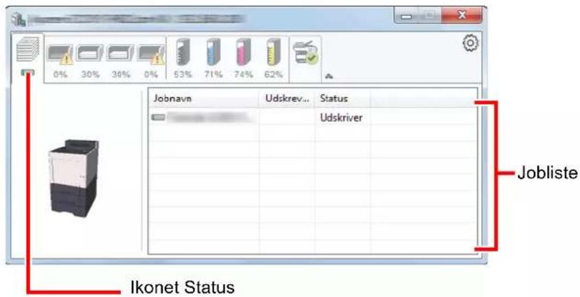 Jobnavn Udkrev... Status Udkriver Jobliste Ikonet Status