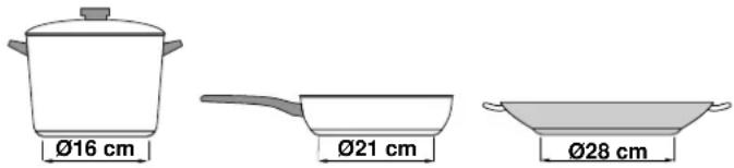 Ø16 cm Ø21 cm Ø28 cm