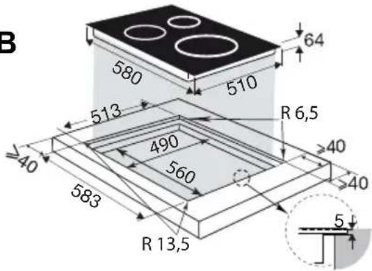 B 580 510 64 513 R 6,5 40 490 560 40 583 R 13,5 5
