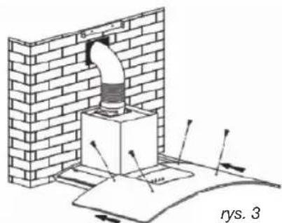Diagram of a brick wall with a chimney and a box, showing structural components (no text or symbols)