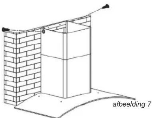 Diagram of a brick wall with a light bulb mounted on a box, showing structural components and directional arrows (no text or symbols)