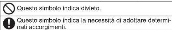 Questo simbolo indica divieto. Questo simbolo indica la necessità di adottare determinati accorgimenti.