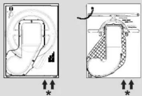 Two technical diagrams showing mechanical or architectural layouts with arrows and symbols, no readable text or labels present.