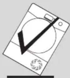 Simple line drawing of a washing machine with a checkmark and circular dial (no text or symbols)