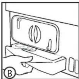 Hand inserting a leaf into a door panel (no text or symbols visible)