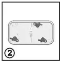 Simple diagram showing a rectangular container with four small fish-like shapes inside, labeled with number ② (no text or symbols on the shapes themselves).