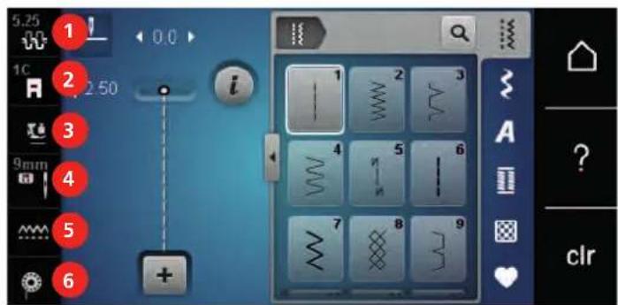 BERNINA 480 - Oversigt touchskærm - 1
