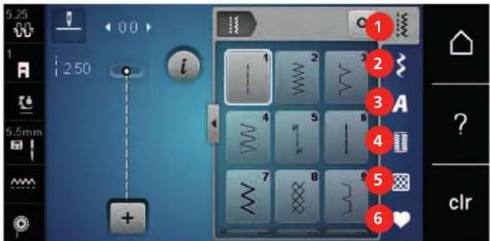 BERNINA 435 - Oversigt udvalgsmenu syning - 1