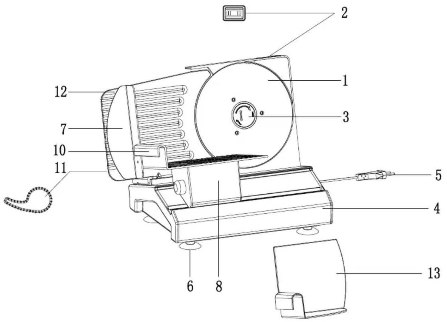 Technical diagram of a mechanical device with numbered parts for identification