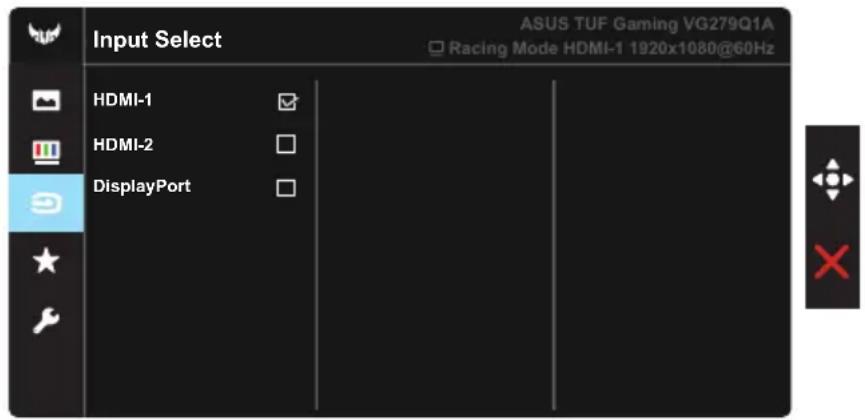Input Select ASUS TUF Gaming VG279Q1A □ Racing Mode HDMI-1 1920x1080@60Hz HDMI-1 HDMI-2 DisplayPort