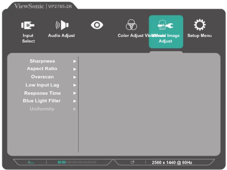 VIEWSONIC VP2785-2K - (قائمة الضبط اليدوي للصور) Manual Image Adjust Menu - 1
