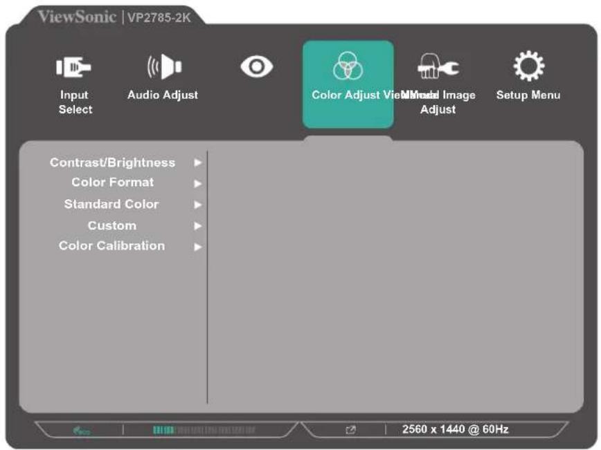 VIEWSONIC VP2785-2K - (قائمة ضبط اللون) Color Adjust Menu - 1