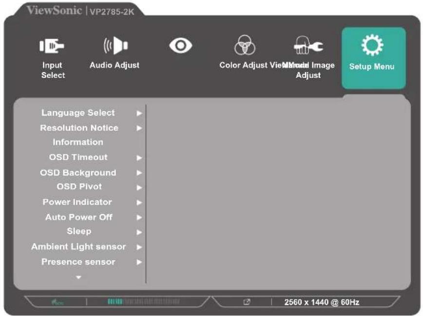VIEWSONIC VP2785-2K - (قائمة الضبط اليدوي للصور) Manual Image Adjust Menu - 2