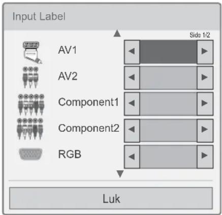 Input Label AV1 AV2 Component1 Component2 RGB Side 1/2 Luk