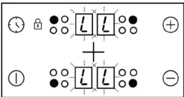 Diagram showing electrical circuit symbols with plus and minus signs, including clock, lock, and indicator lights