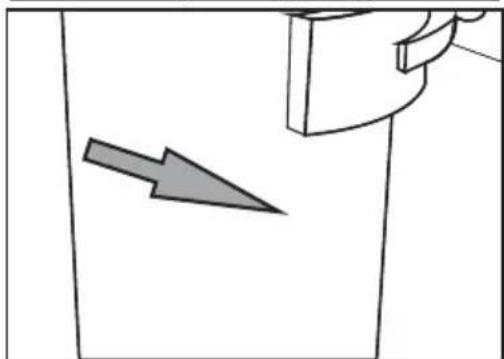 Simple line drawing of a door with an arrow pointing to the side panel (no text or symbols)