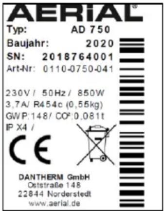 Aerial AD 750 - Placa de tipo - 1