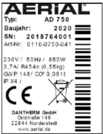 Aerial AD 750 - Tyyppikilpi - 1