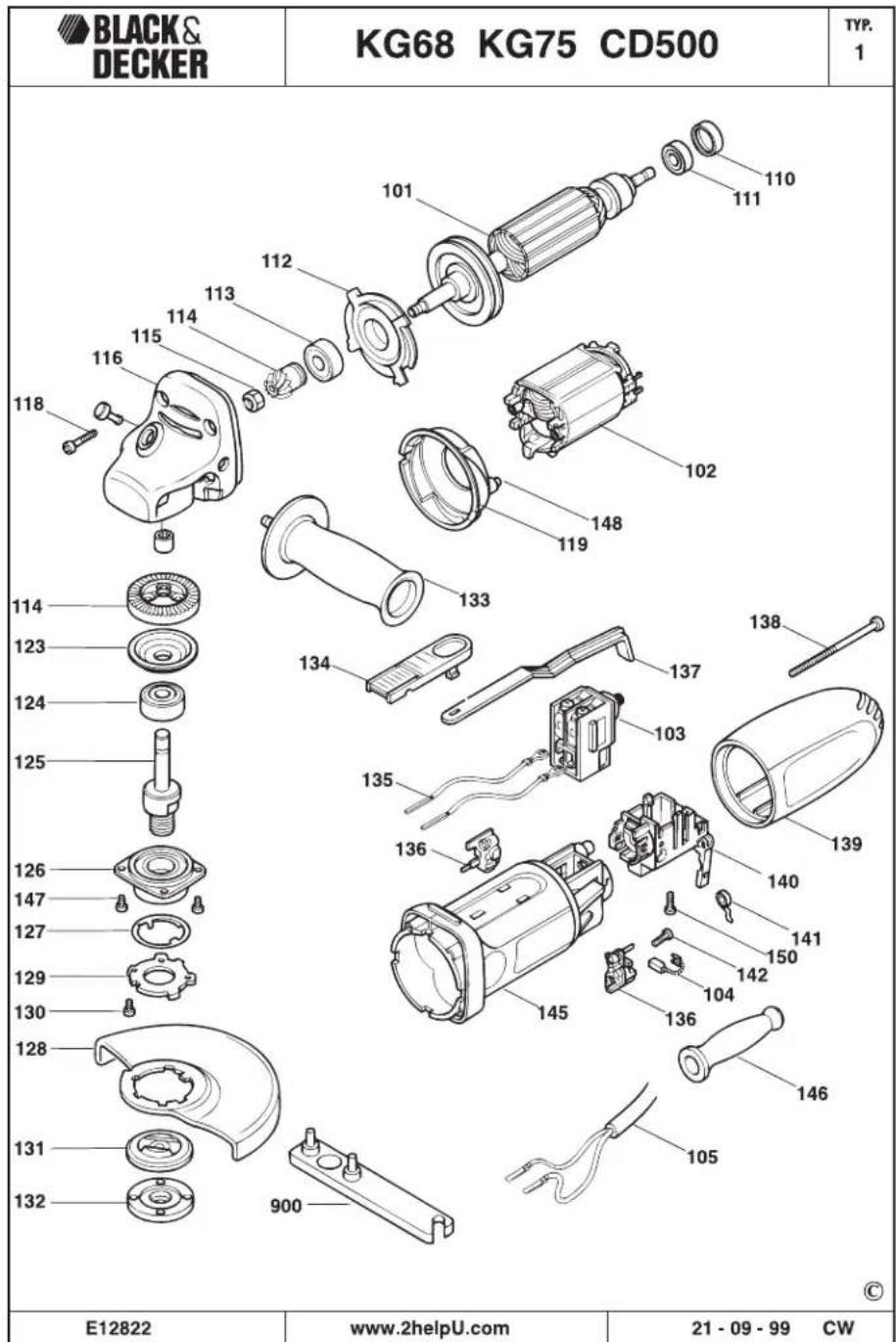 BLACK & DECKER KG68 KG75 CD500 TYP. 1 E12822 www.2helpU.com 21 - 09 - 99 CW