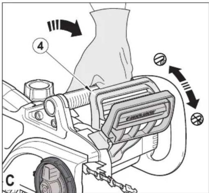 Technical diagram of a mechanical device with labeled parts and directional arrows indicating motion or assembly.