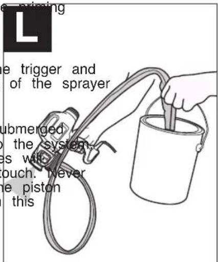 e priming e trigger and of the sprayer ubmerged the system- es with ouch. Never e piston this
