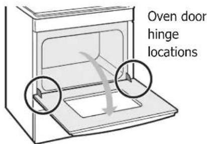 Oven door hinge locations