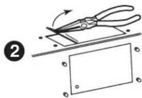 Diagram showing a cutting tool being cut off on a flat surface, with labeled step number 2