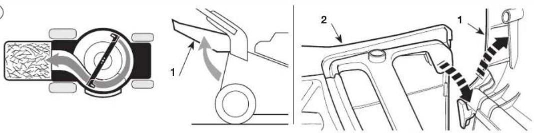 Technical diagram illustrating mechanical assembly steps with labeled components and directional arrows