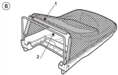 Technical diagram of a car body panel with labeled components 1 and 2