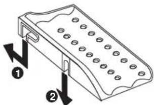 Diagram of a device with labeled parts and directional arrows indicating movement or force